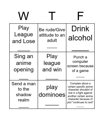 Ah Fi Mi Bingo  Bingo Card