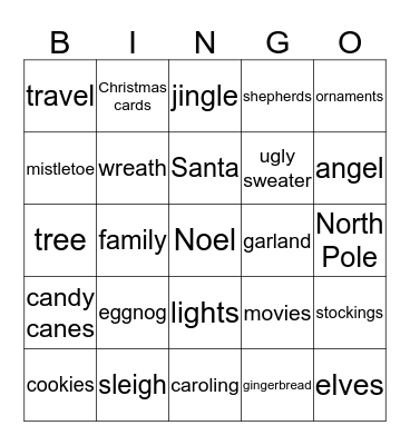 Holiday BINGO Card