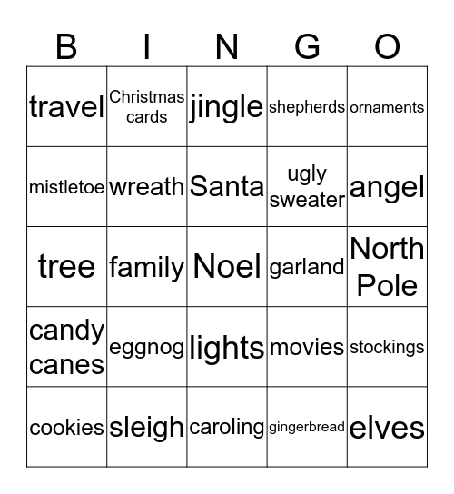 Holiday BINGO Card