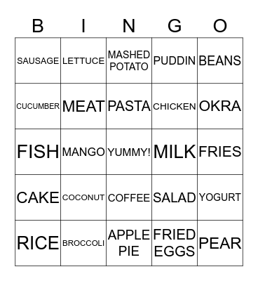 I LOVE EATING  Bingo Card