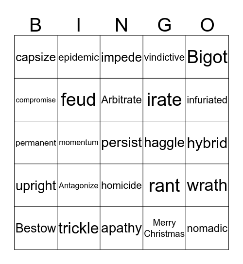 Merry Christmas! Bingo Card