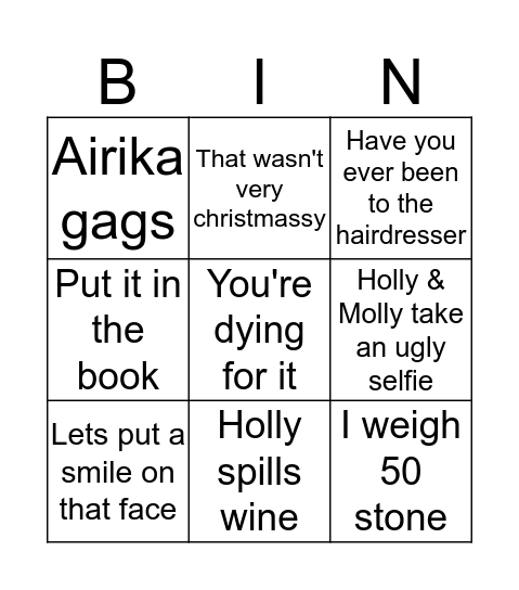 Turnpike Lady Bingo Card