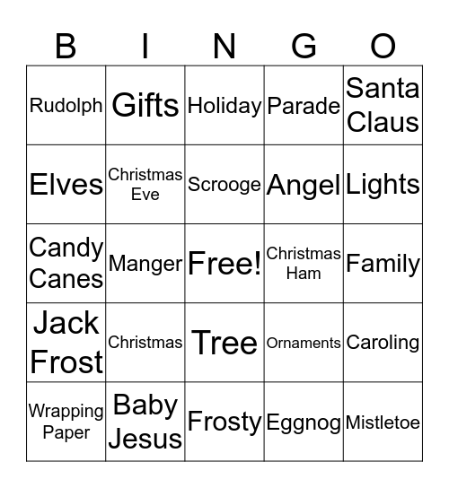 Christmas 2019 Bingo Card