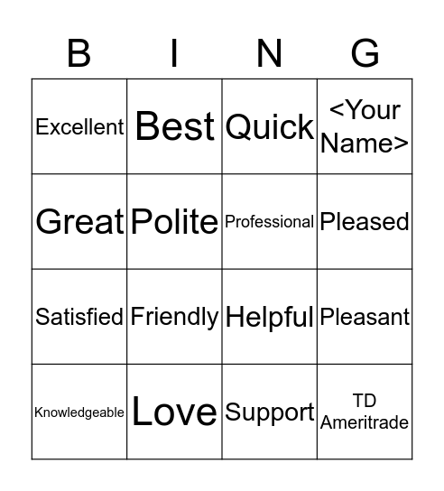 Client Experience Bingo Card