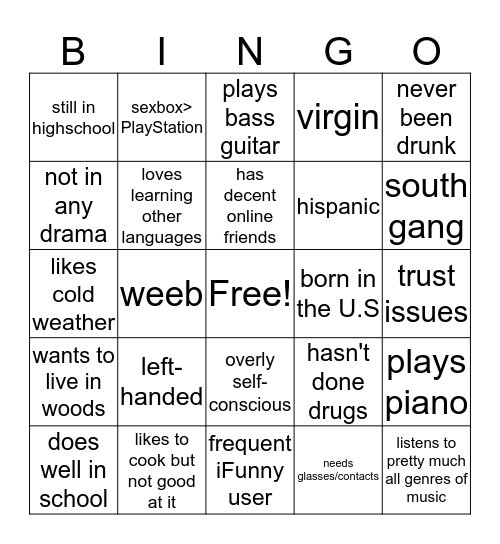 ❄️hypothermia bingo❄️ Bingo Card