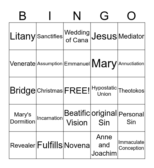 Unit  4 Bingo Card