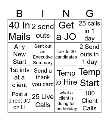 Holiday Bingo Card