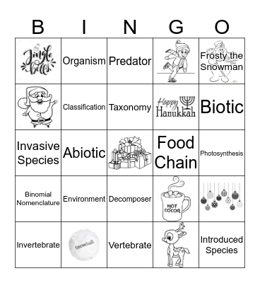 Christmas Ecology Bingo Card