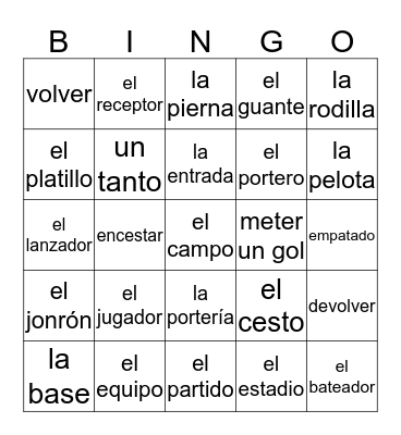 Los Deportes Bingo Card