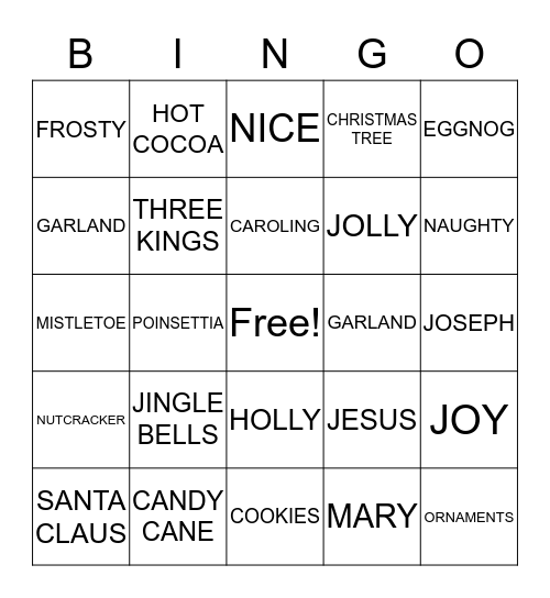 CHRISTMAS BINGO Card