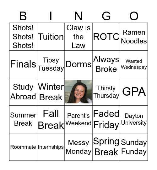 Ally's Bingo Game  Bingo Card