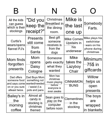 Wilson's Christmas Cliches Bingo!  Bingo Card
