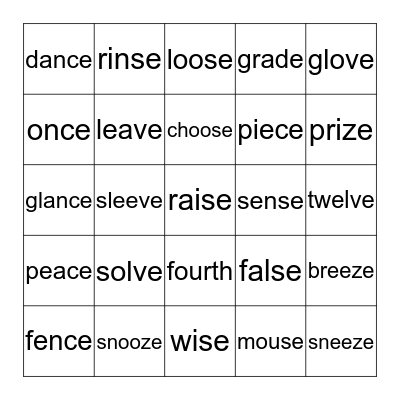 # 39 Bingo Card