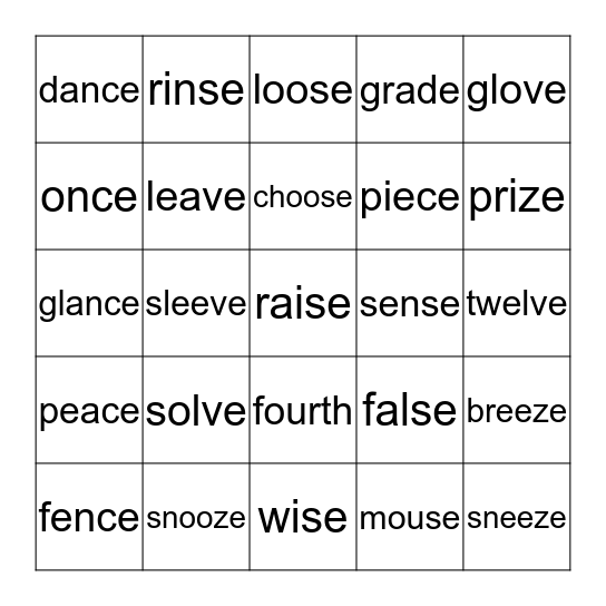# 39 Bingo Card