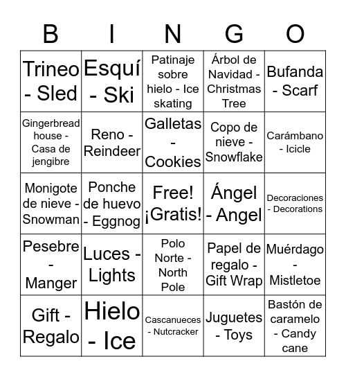 Bingo Navideño - Christmas Bingo  Bingo Card