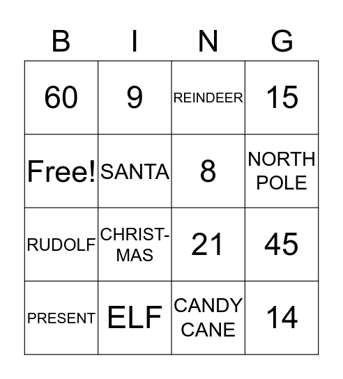 Math Bingo Card