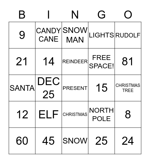 Math Bingo Card