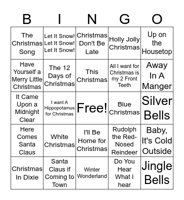 Christmas Fun Bingo Card