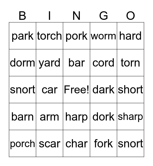 AR/ OR R Controlled Bingo Card