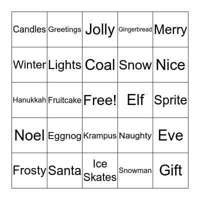 Christmas Bingo! Bingo Card