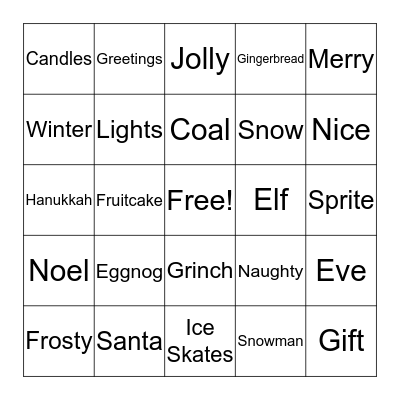 Christmas Bingo! Bingo Card