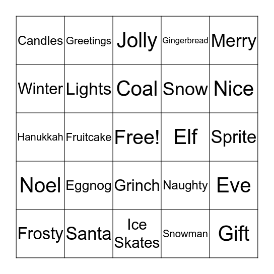 Christmas Bingo! Bingo Card