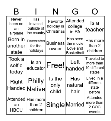 Who's Who? Bingo Card