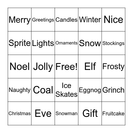Christmas Bingo! Bingo Card