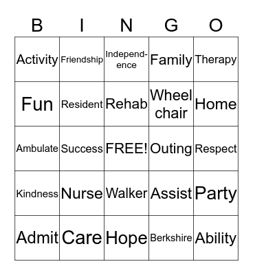 Berkshire Bingo Card