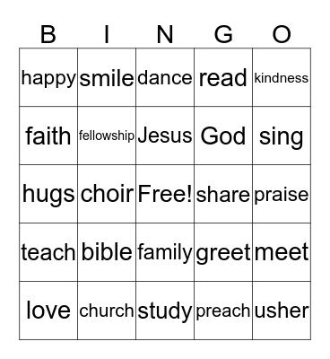 Healing Spring Children's Church Bingo Card