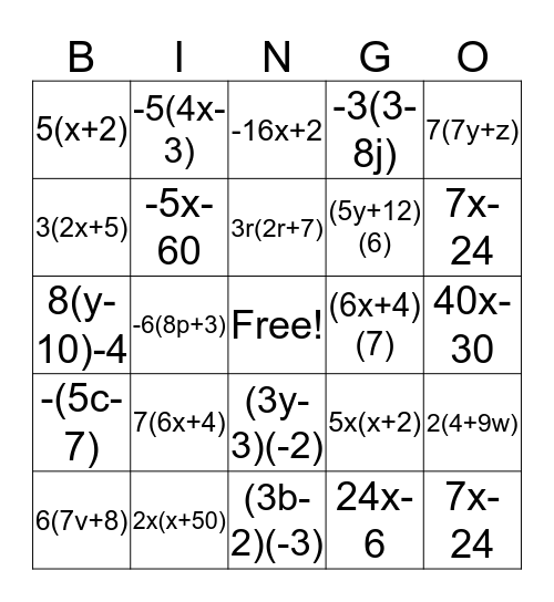 EXPRESSIONS BINGO Card