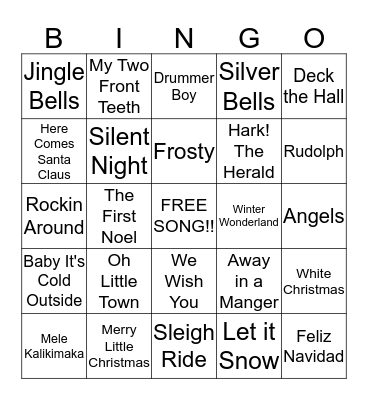 Christmas Music Bingo Card