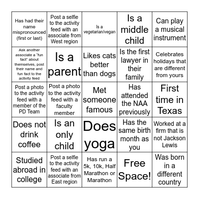 Find someone who... Bingo Card