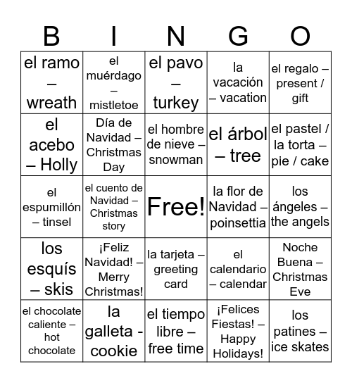 FABULOUS CHRISTMAS BINGO Card