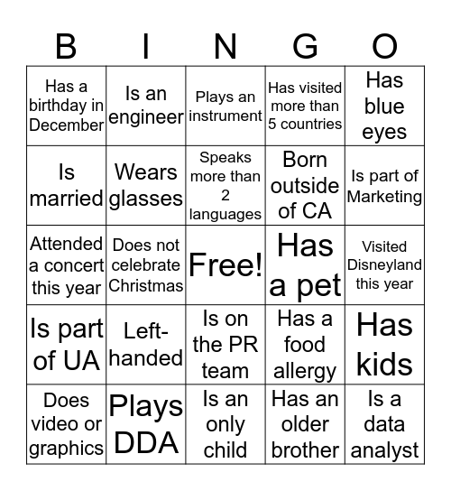 BINGO Card