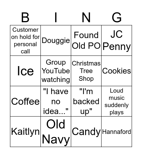 Field Service Bingo Card