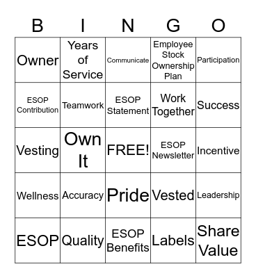 SYRACUSE LABEL ESOP BINGO Card