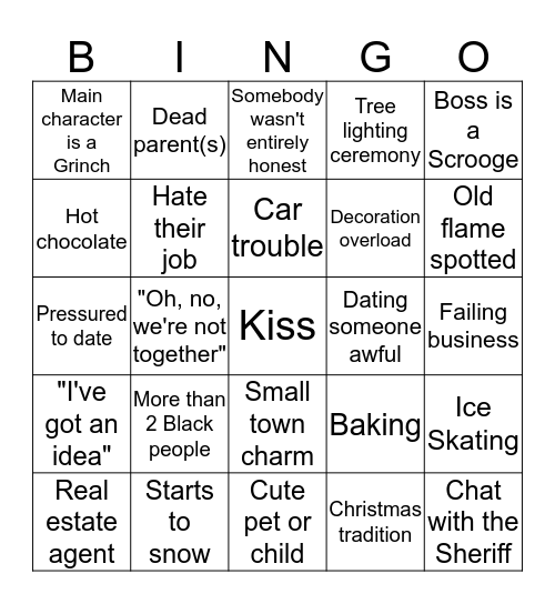 Christmas Movie Bingo Card