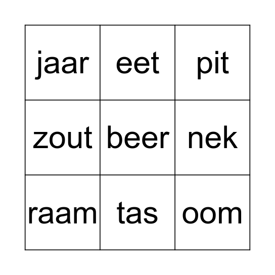 Kern 1 t/m 5 Bingo Card