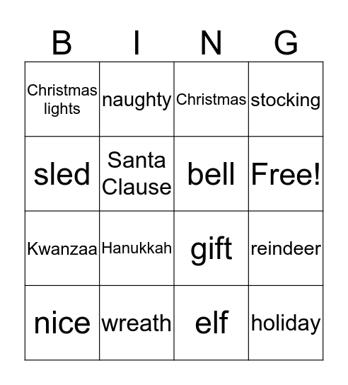 Christmas Bingo Card