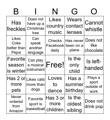 Dunamis Holiday Celebration Bingo Card
