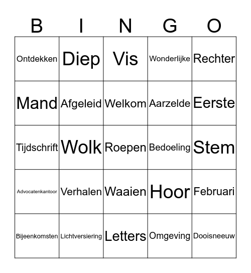 Kerstmiddag Bingo Card