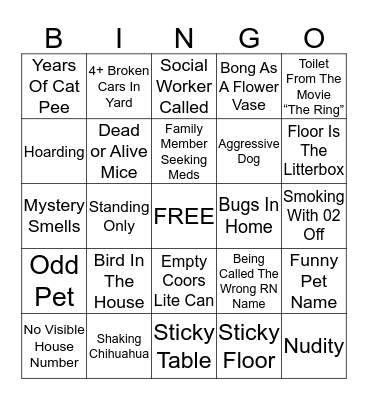 Home Hospice Bingo Card