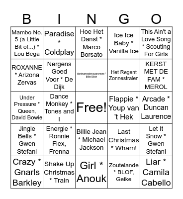 Topaas Muziekbingo 2019 Bingo Card