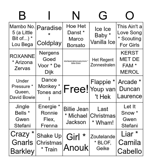 Topaas Muziekbingo 2019 Bingo Card