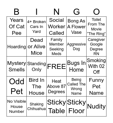 Home Hospice Bingo Card