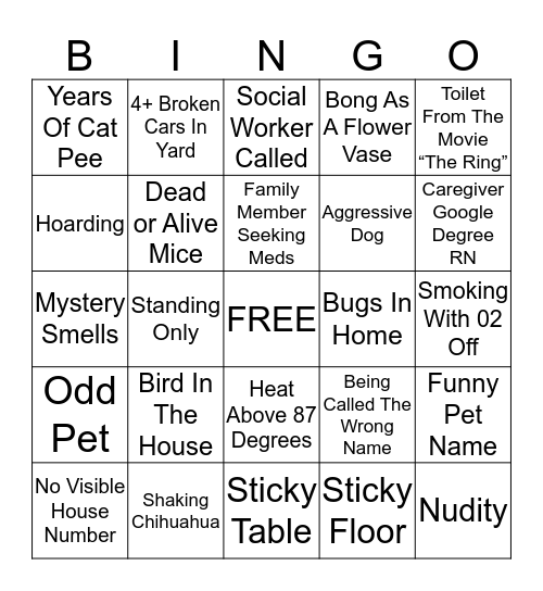 Home Hospice Bingo Card