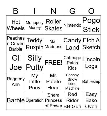 Favorite Childhood Toy - Team Bingo Card