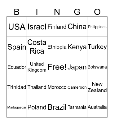 Global Engagement Bingo Card
