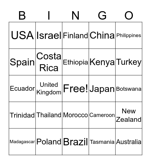 Global Engagement Bingo Card